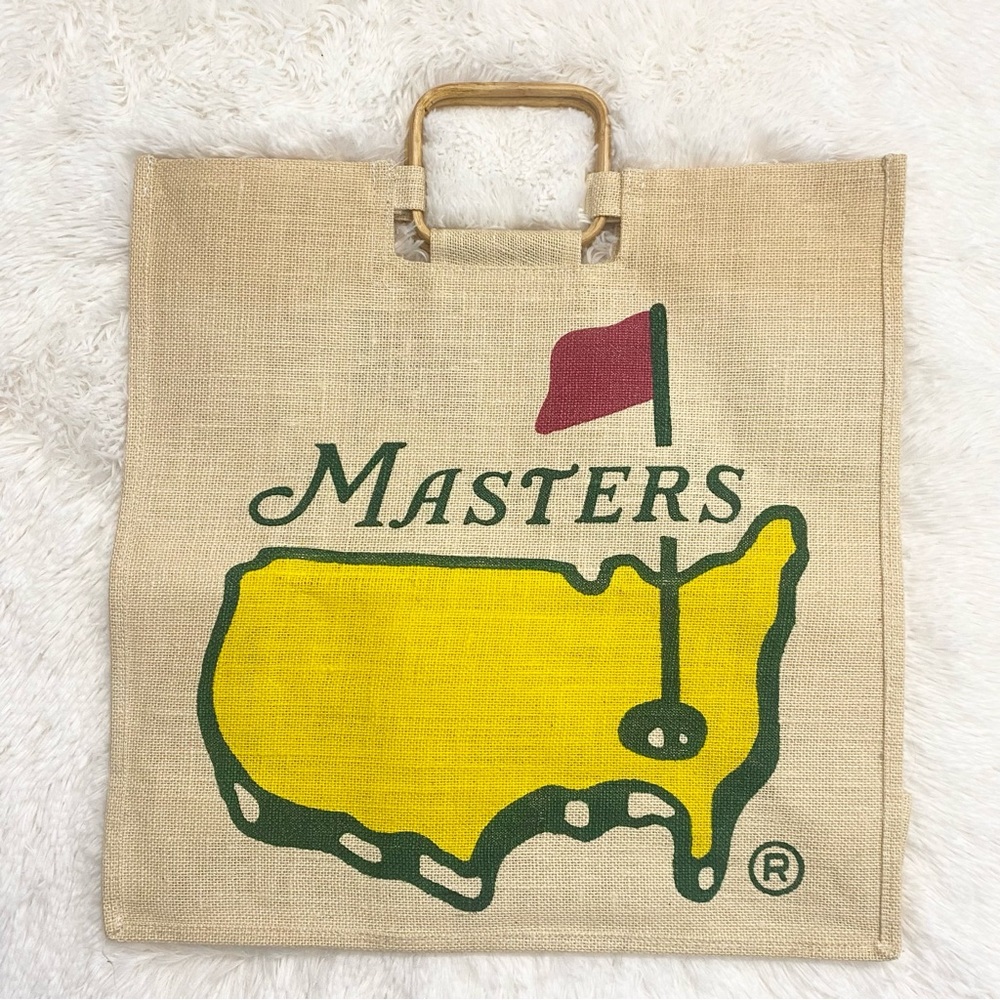 Masters PGA Tan Burlap Large Tote Bag Augusta, GA April Golf Tournament 18x7x18